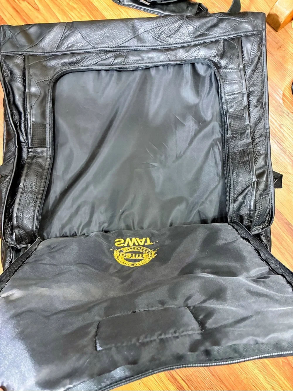 Vintage Black Patchwork Genuine Leather Travel Garment Bag - Bostitch SWAT Promo